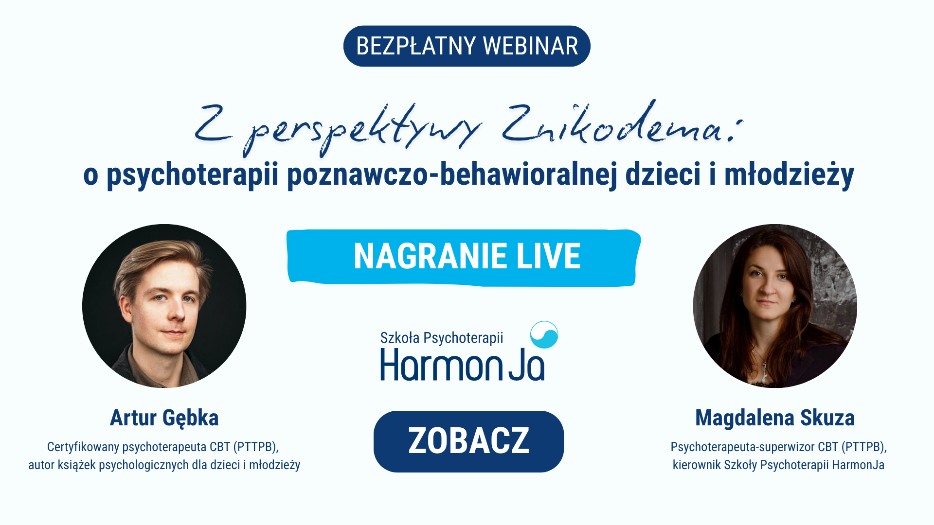 Bezpłatny webinar: Z perspektywy Znikodema — o psychoterapii poznawczo-behawioralnej dzieci i młodzieży